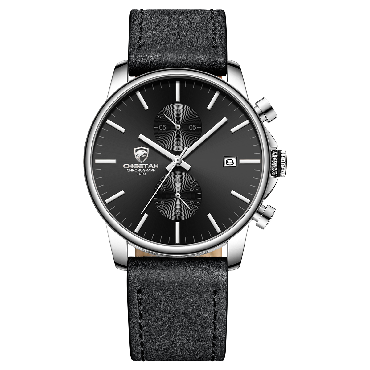 CHEETAH CH-1604L-S-B Mens Leather Chronograph Watches